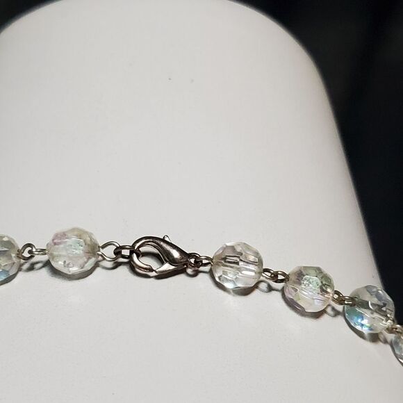 Silver Tone & Clear Bead Snowflake Necklace - Picture 5 of 5